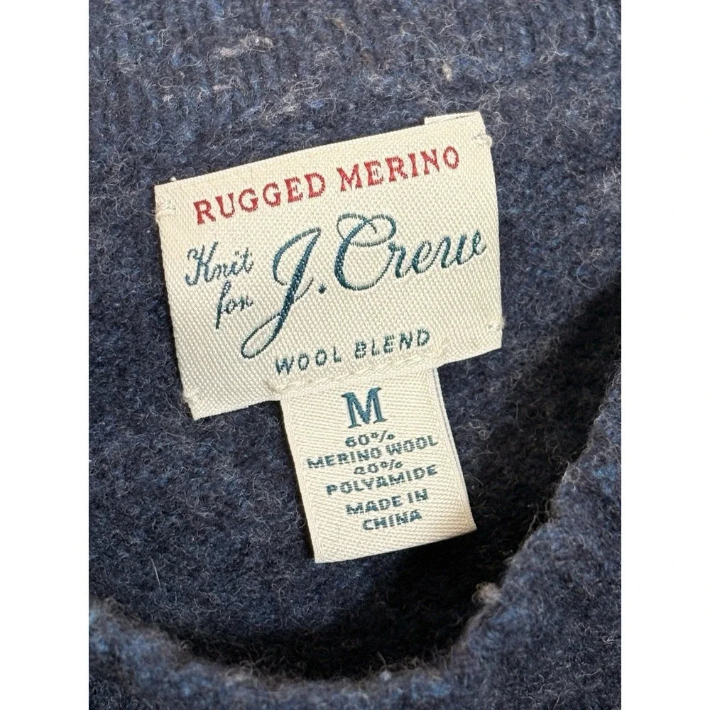 J.Crew Rugged Merino Wool Blend Crewneck Knit Sweater Mens XSmall/Small‎ Blue